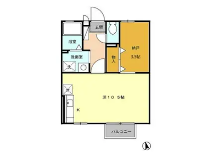 ルミエールA棟(ワンルーム/1階)の間取り写真