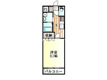 パークヒルズ庄町(1K/3階)の間取り写真