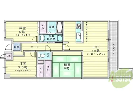 グランビスタ上新田(3LDK/2階)の間取り写真