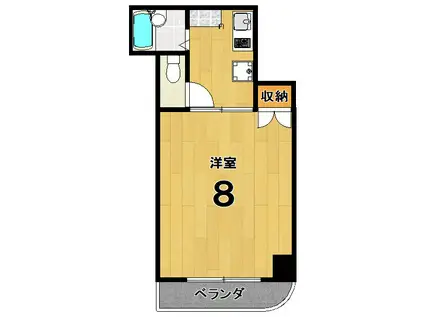 ラ・ビスタII(1K/2階)の間取り写真