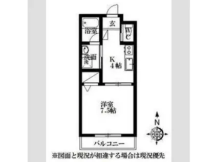 アーバンヒルズ元浜(1K/1階)の間取り写真