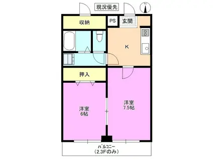 シティ輿石(2K/2階)の間取り写真