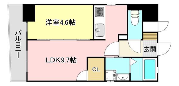 ERDE三萩野(1LDK/7階)の間取り写真