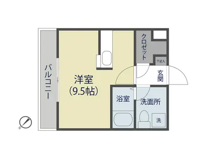 シャンブル英美IV(ワンルーム/3階)の間取り写真