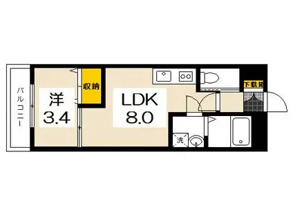 月光五日市壱番館(1LDK/2階)の間取り写真
