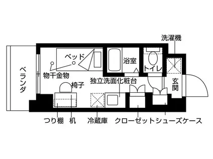 フレンシアエール仙川(ワンルーム/5階)の間取り写真