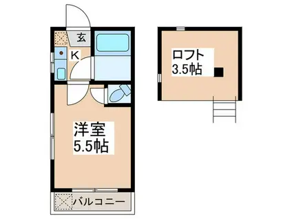 ルーエハイム(1K/2階)の間取り写真