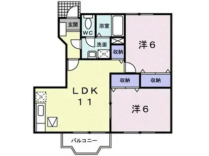エクセールKI A(2LDK/1階)の間取り写真