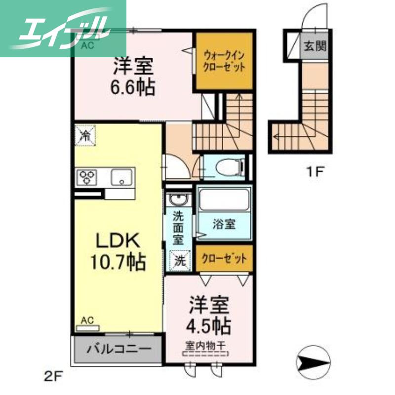 ルヴァン ドゥ ソレイユ(2LDK/2階)の間取り写真