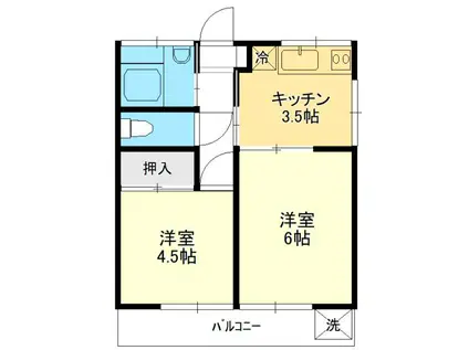 大山ハイツ(2K/2階)の間取り写真