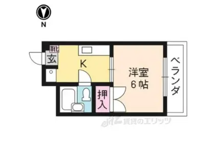 ハイツ北野(1K/2階)の間取り写真