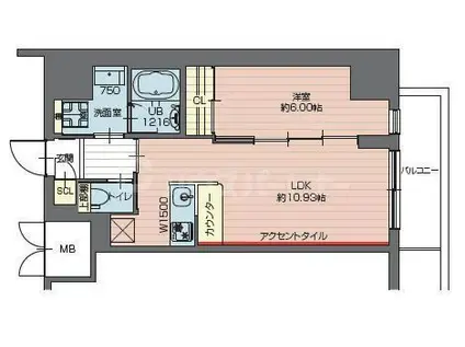 プレジオ西新井(1LDK/4階)の間取り写真
