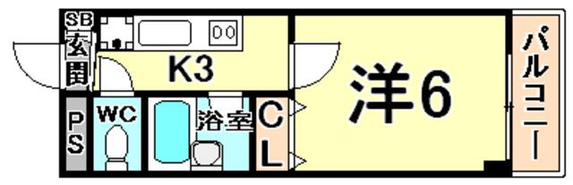 マンション宮本I(1K/2階)の間取り写真