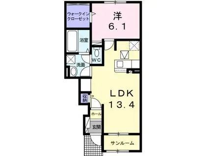 ラ フェリーチェ I(1LDK/1階)の間取り写真