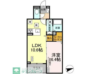 セレスティア祖師谷(1LDK/1階)の間取り写真