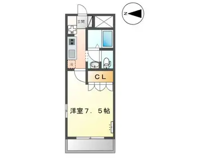 アート・ヒルズ(1K/1階)の間取り写真