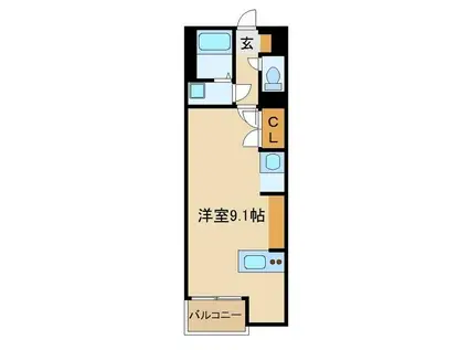 ミランダ城山(ワンルーム/2階)の間取り写真