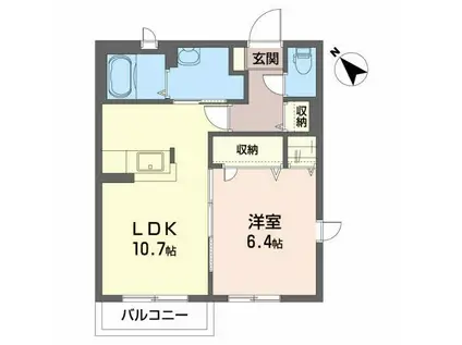 リリー・シャーメゾンF(1LDK/1階)の間取り写真