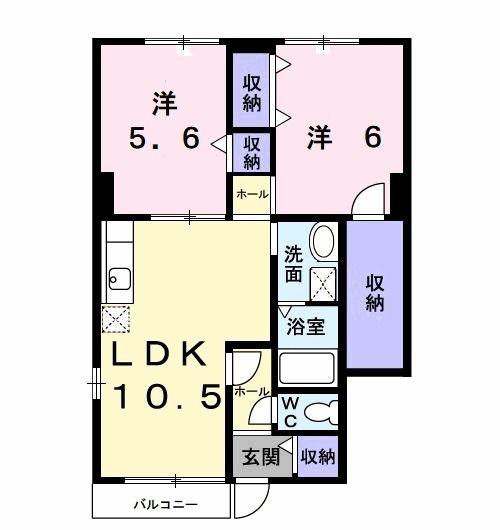 アヴニールIII(2LDK/1階)の間取り写真