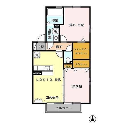 ラビウスコートA/B(2LDK/2階)の間取り写真