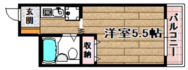 オレンジハイツ(1K/2階)の間取り写真