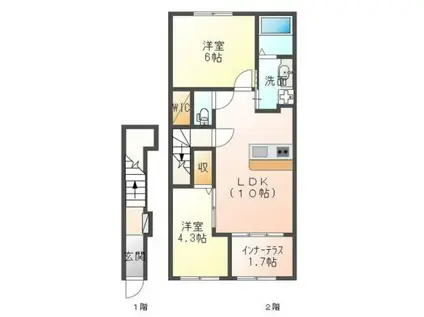 AグランドパレスII(2LDK/2階)の間取り写真