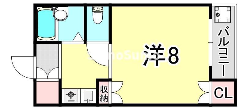 パセオ武庫(1K/1階)の間取り写真