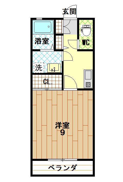 メゾン多田A棟(1K/2階)の間取り写真