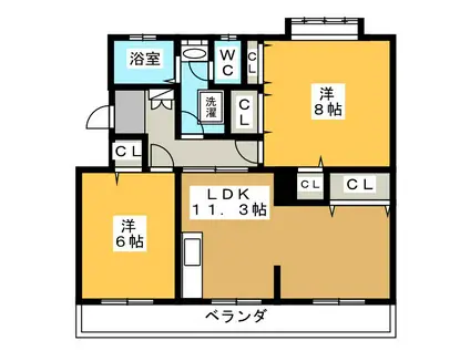 MAISON DE CRIE(2LDK/2階)の間取り写真