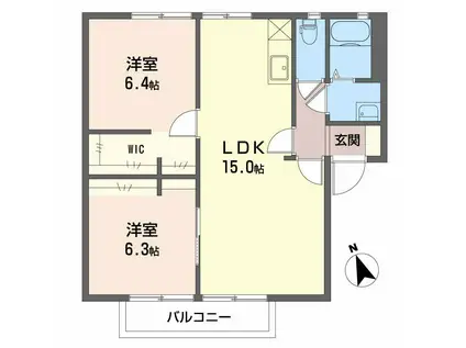 プランタンハイツB(2LDK/2階)の間取り写真