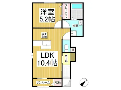 ラ クラス(1LDK/1階)の間取り写真