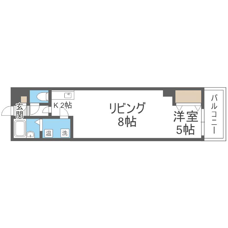 平岸パークヒルハイツ(1LDK/2階)の間取り写真