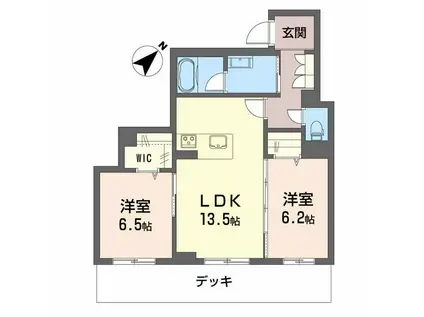 ECRACIE(2LDK/1階)の間取り写真
