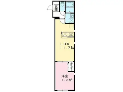 フェニックス神立(1LDK/1階)の間取り写真