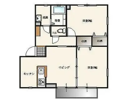 サンガーデンカムアンドエムC棟(2DK/2階)の間取り写真