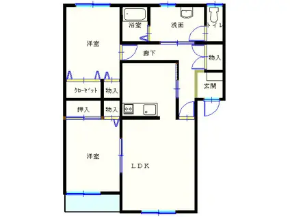 アンソレイエA(2LDK/2階)の間取り写真