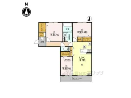 近鉄奈良線 新大宮駅 徒歩18分 3階建 築1年(3LDK/1階)の間取り写真