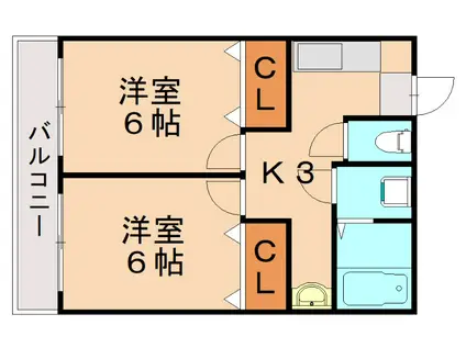 アルファード花瀬(2K/1階)の間取り写真