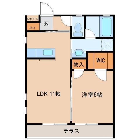 NOA B(1LDK/1階)の間取り写真