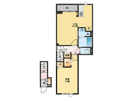 サニープレイス 古町(1LDK/2階)の間取り写真