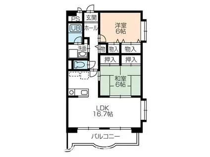 ピエール・ノーヴァ(2LDK/1階)の間取り写真