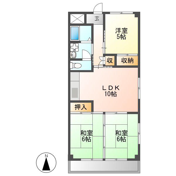 プレズ名古屋入場(3LDK/5階)の間取り写真