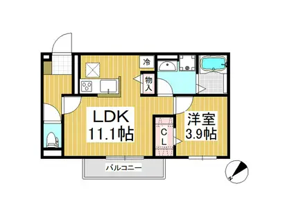 FORZA安茂里(1LDK/2階)の間取り写真