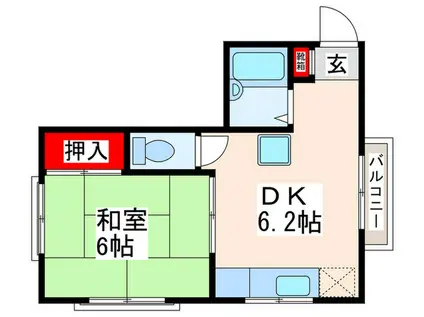 サンビレッジ春日(1DK/2階)の間取り写真