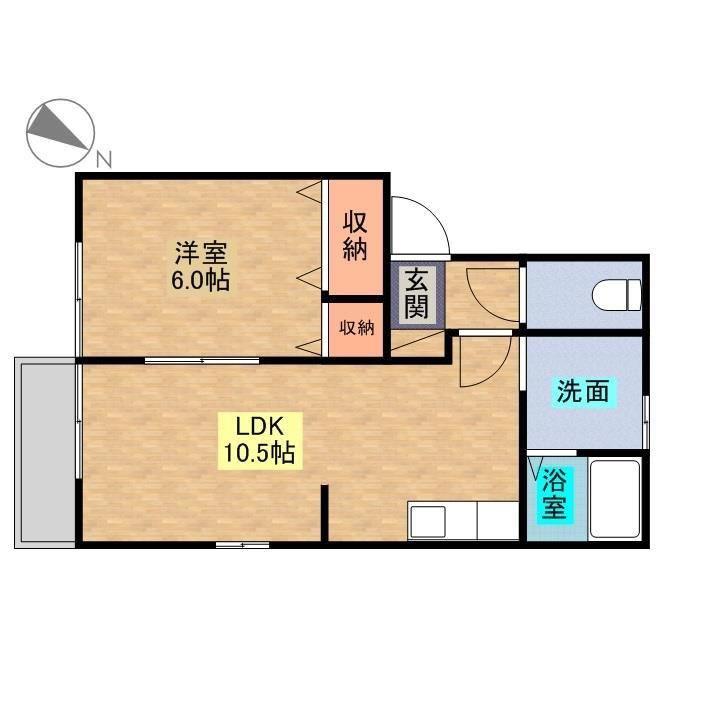 ハイリッツ久山台A(1LDK/2階)の間取り写真