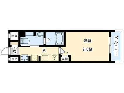 ルネフラッツ森小路駅前II(1K/7階)の間取り写真