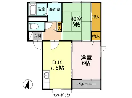センターフィールド宝塚I(2DK/2階)の間取り写真
