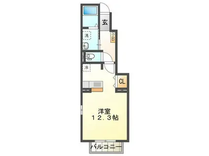 マリーナ・ヴィラ I(1K/1階)の間取り写真