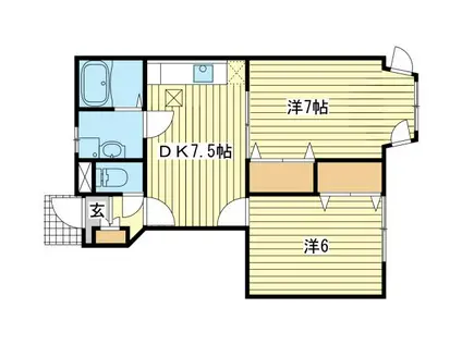 エルガーデンパレスI(2DK/1階)の間取り写真