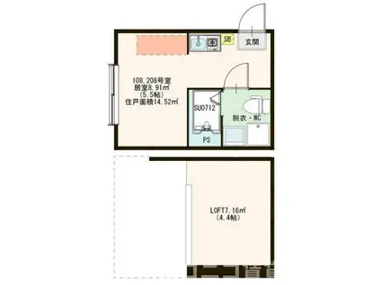 ハーモニーテラス上板橋(ワンルーム/1階)の間取り写真